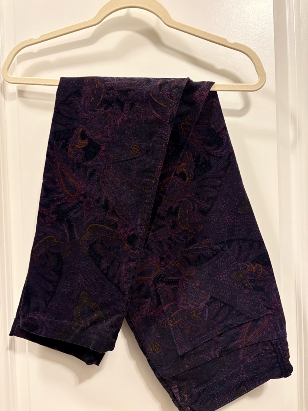Chaps Women's Velvet Deep Purple Paisley Boot Cut Jeans
